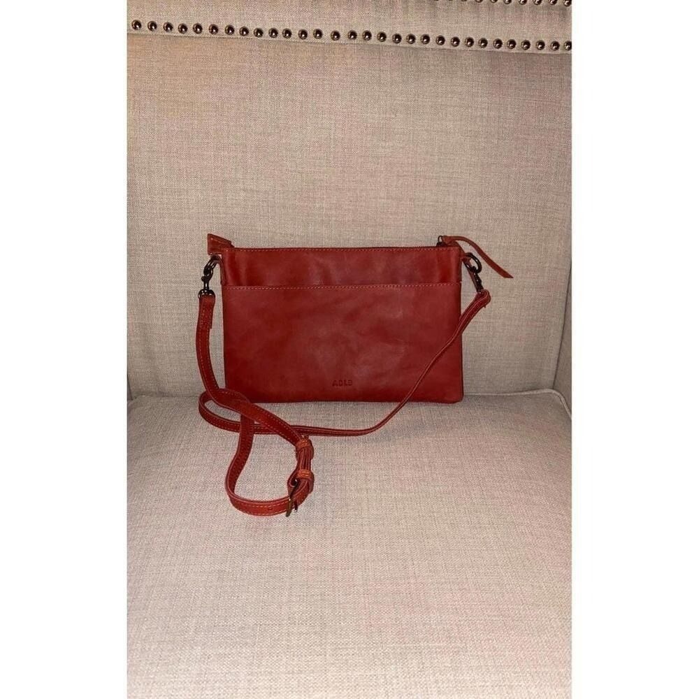 ABLE Crossbody Bag Womens OS Red Leather Good Adjustable Strap Clutch